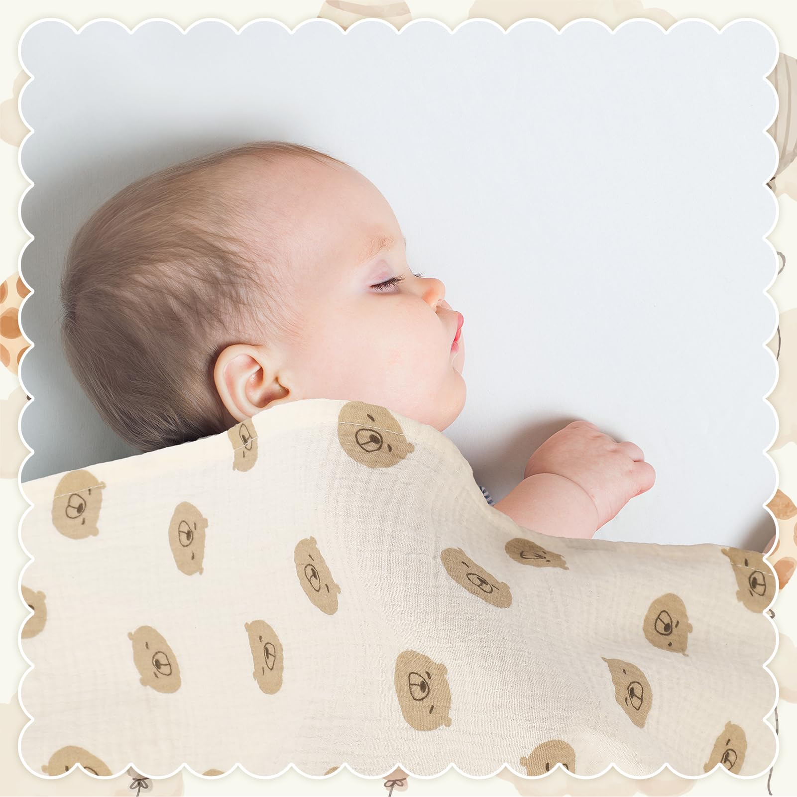 GSrenyu 2 Pcs Large Muslin Blanket 100x100cm Large Cotton Muslin Cloths For Baby Swaddle Blanket Wraps Baby Essentials Shower Gifts For New Moms - Image 3