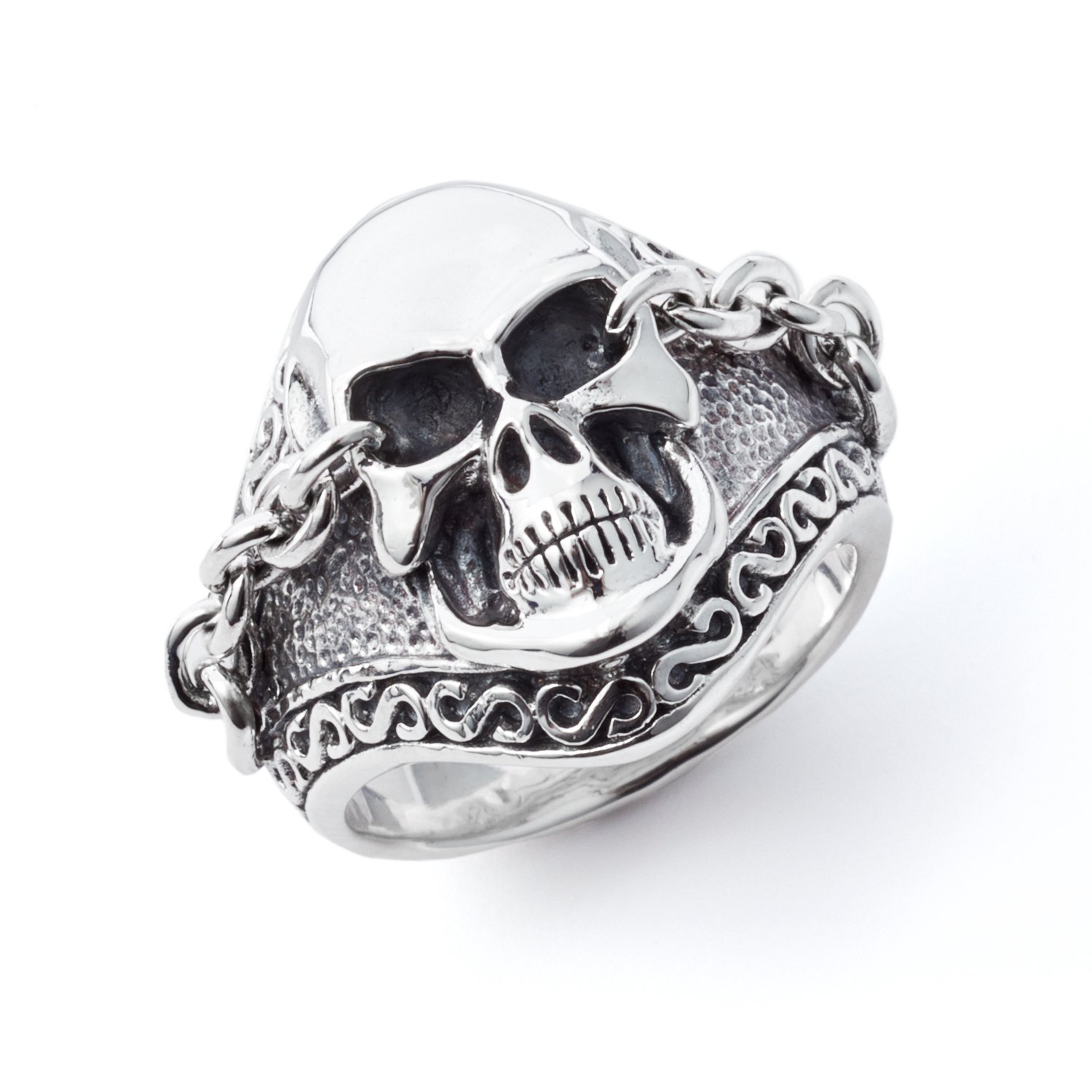 Scott Kay Men's Silver UnKaged Skull Ring with Chained Eyes