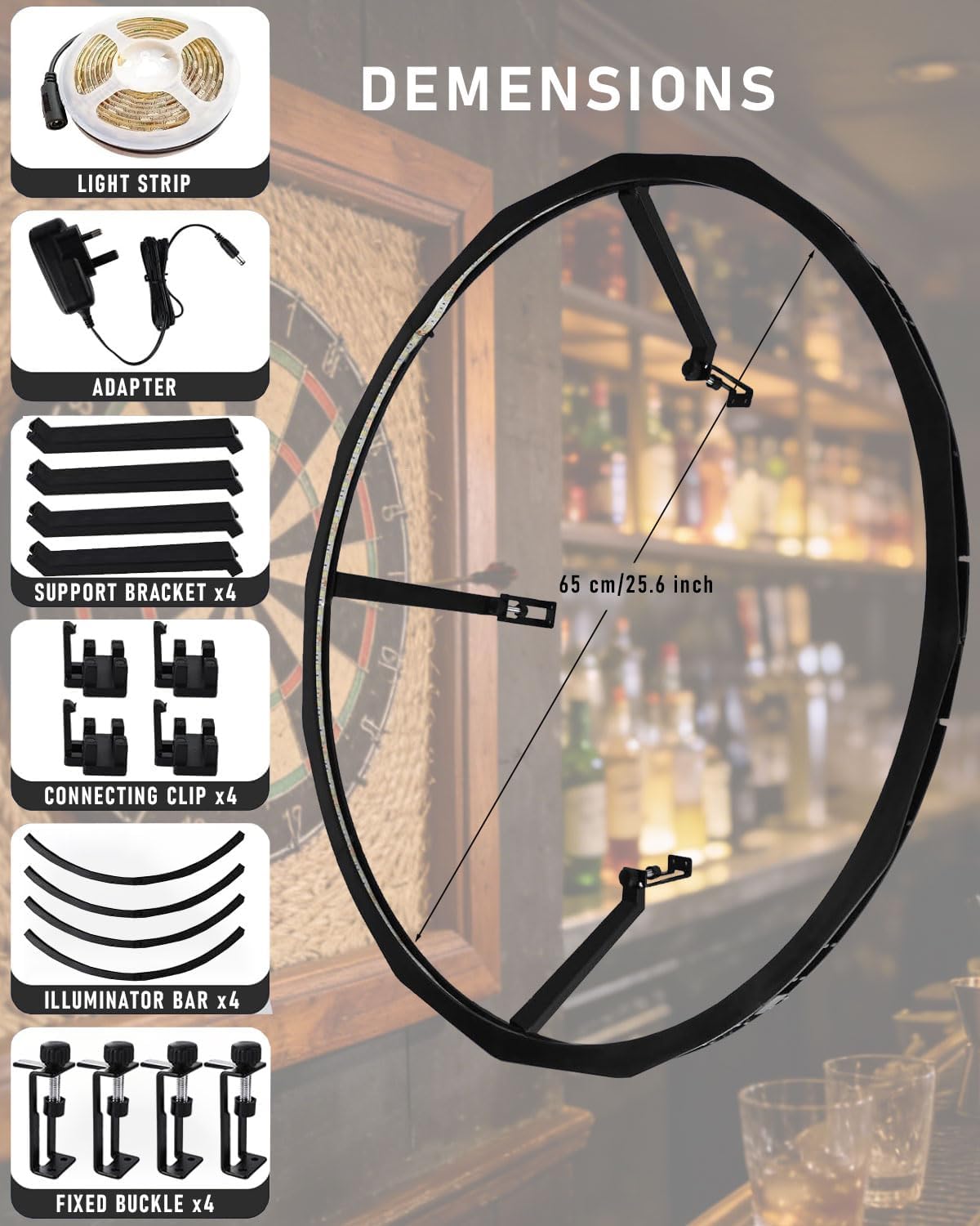 Dart Board Light Ring– Ultra-Bright 360° LED Dartboard Surround Light for Sisal Dartboards – Shadowless Circular Design with Easy Snap-On Clip Mounting – Perfect for Dark Game Rooms & Clubs