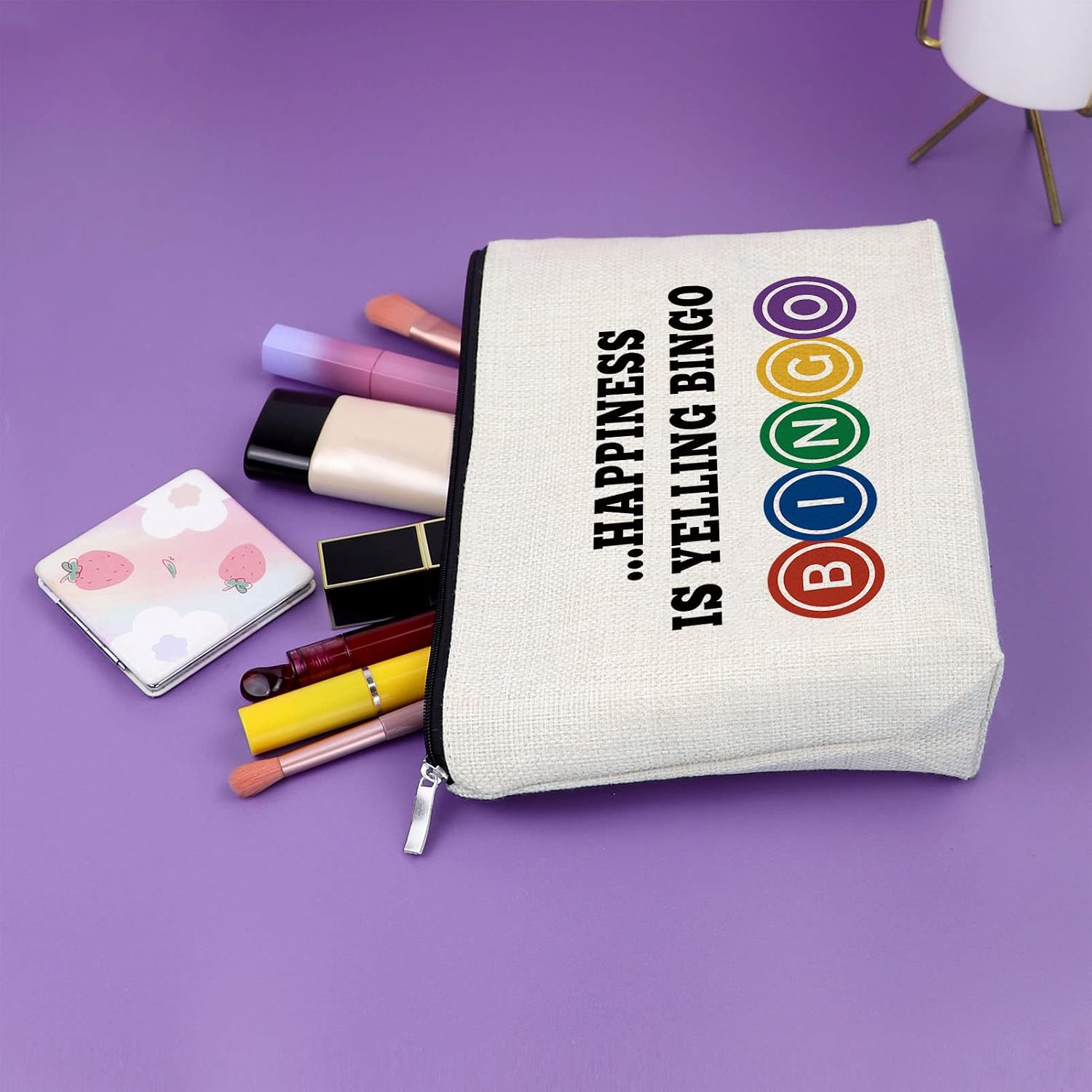 Sazuwu Bingo Lover Gift 2 PCS Makeup Bag Gambling Gift for Women Casino Lovers Christmas Birthday Present Cosmetic Travel Pouch image 5