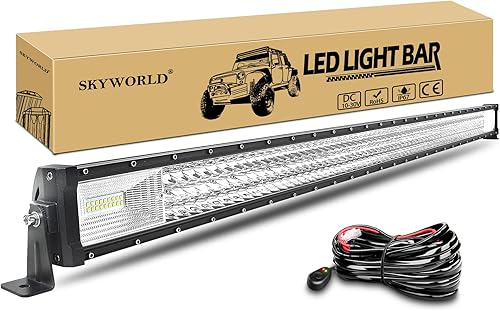 SKYWORLD 52 pulgadas 675 W triple fila LED barra de luz delgada spot inundación Combo haz de trabajo conducción niebla lámpara barco iluminación con