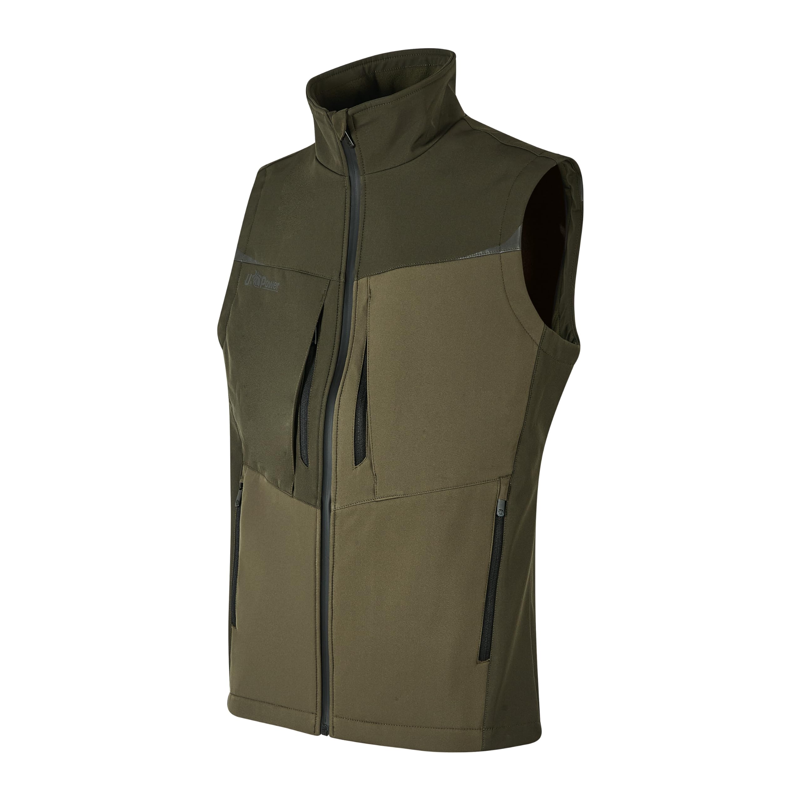 U POWER Gilet Da Lavoro Brio, Softshell con Micro-Fleece Interno In Grafene, 96% Poliestere 4% Elastane Chaleco de Trabajo Interior, Verde Oscuro, L para Hombre