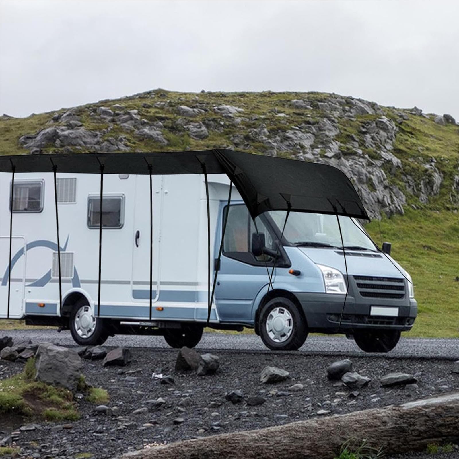 Funda Autocaravana Tela Oxford 210D Funda Caravana Almacenamiento Plegable, Fácil De Limpiar Cubierta Emergente para Remolque Funda Autocaravana,6.5m×3m