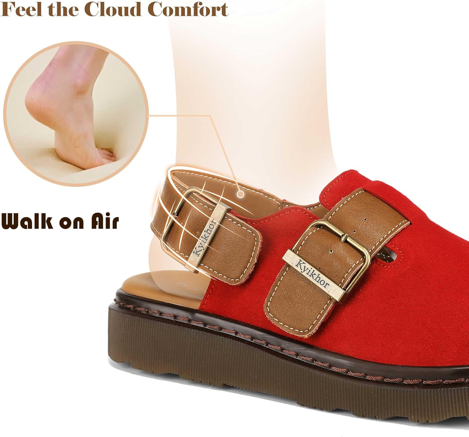 Women's Suede Leather Loafer Slip-Ons|Genuine Suede Clogs for Women|Comfort Footbed Leather Mules Potato Shoes with Back Strap|Cute Office Casual Dress Shoes - Image 6