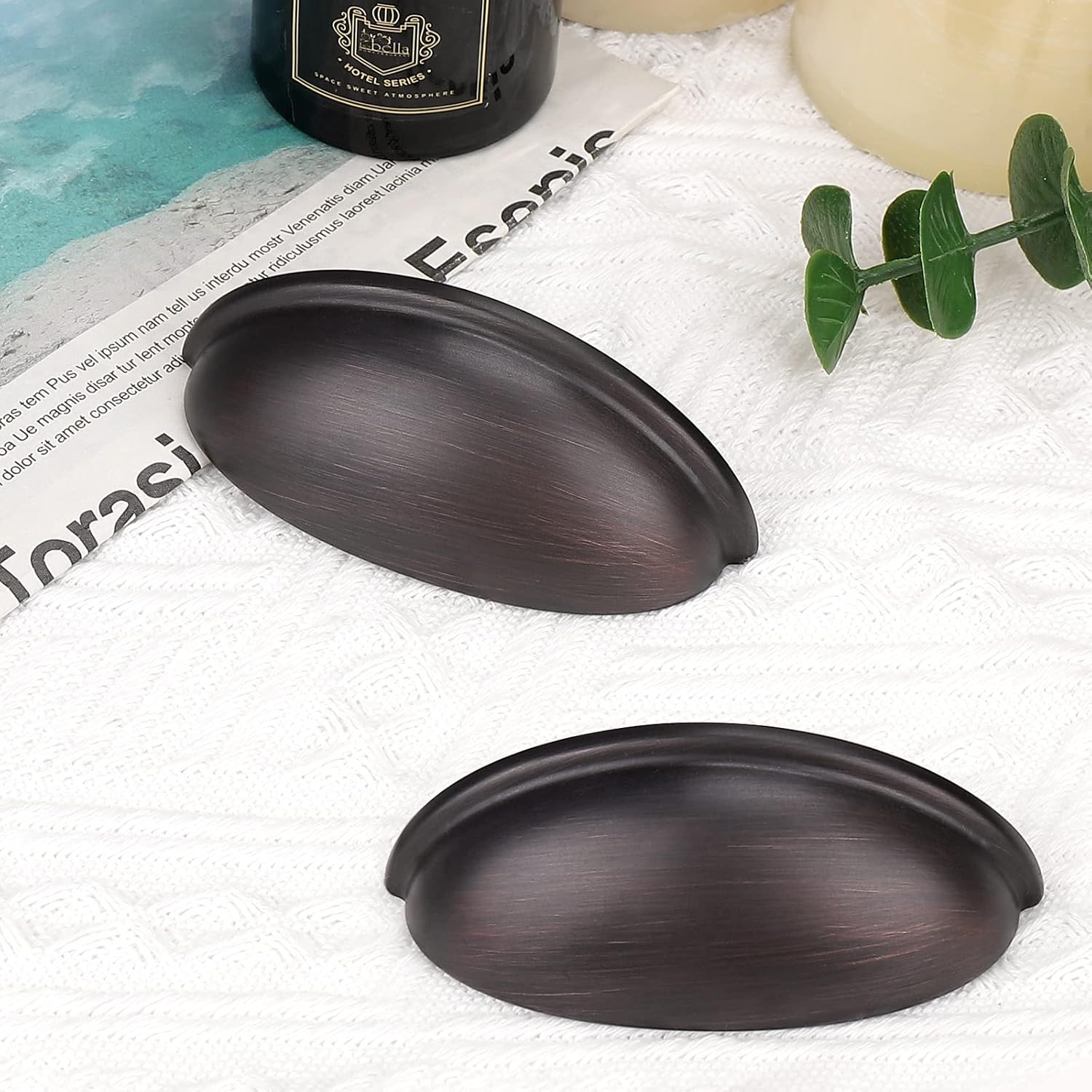 Probrico 30 Pack Drawer Bin Cup Pulls Dresser Pulls for Cabinets Oil Rubbed Bronze - 3 Inch Hole Centers Furniture Handles Kitchen Cabinet Hardware Modern Cup Pulls Handles Knobs