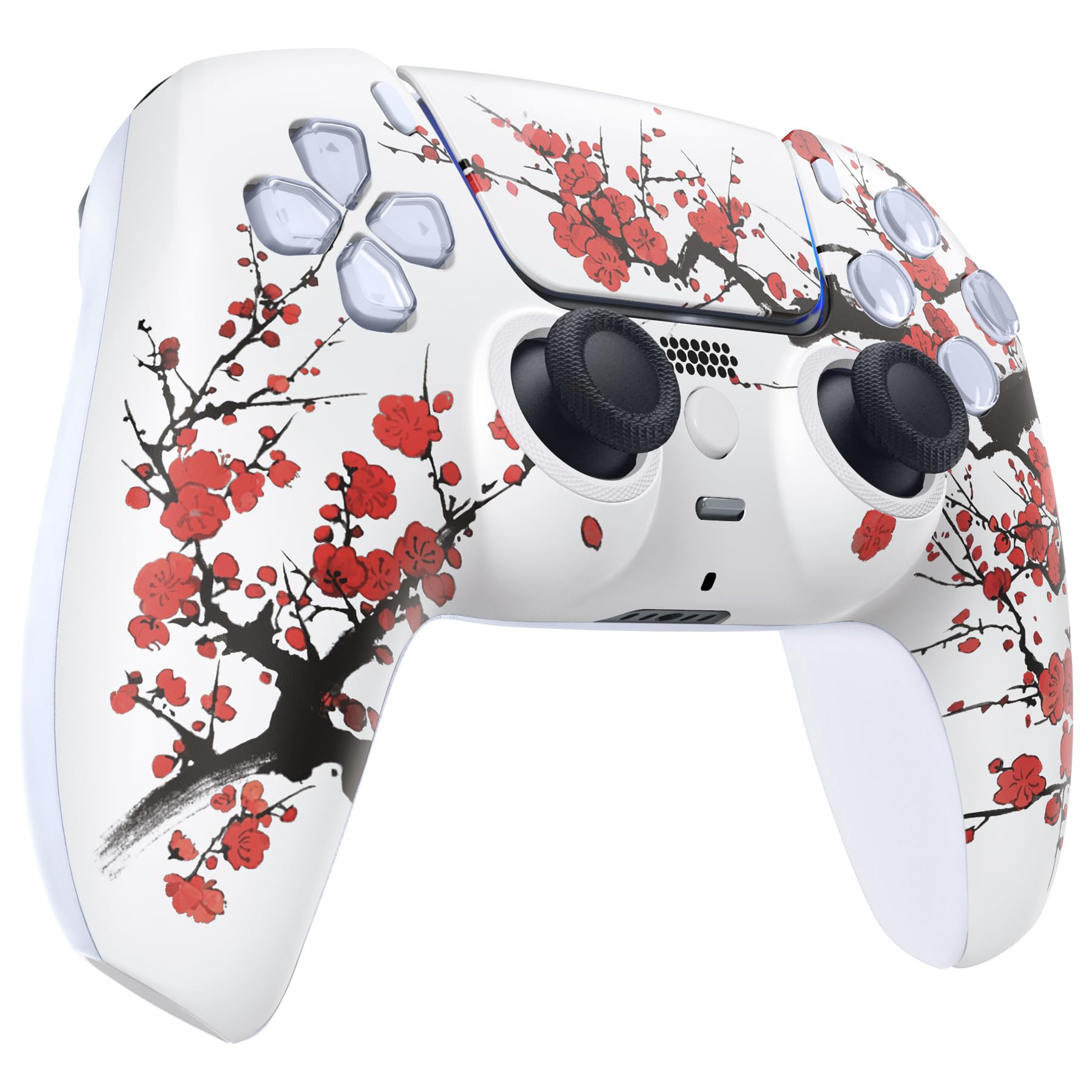 eXtremeRate Luna Cover per ps5 Controller Joystick,Shell Frontale Touchpad Ricambio,Scocca Ridisegnata&Anelli per ps5 Joypad BDM 010/020/030/040/050-Fioritura Invernale