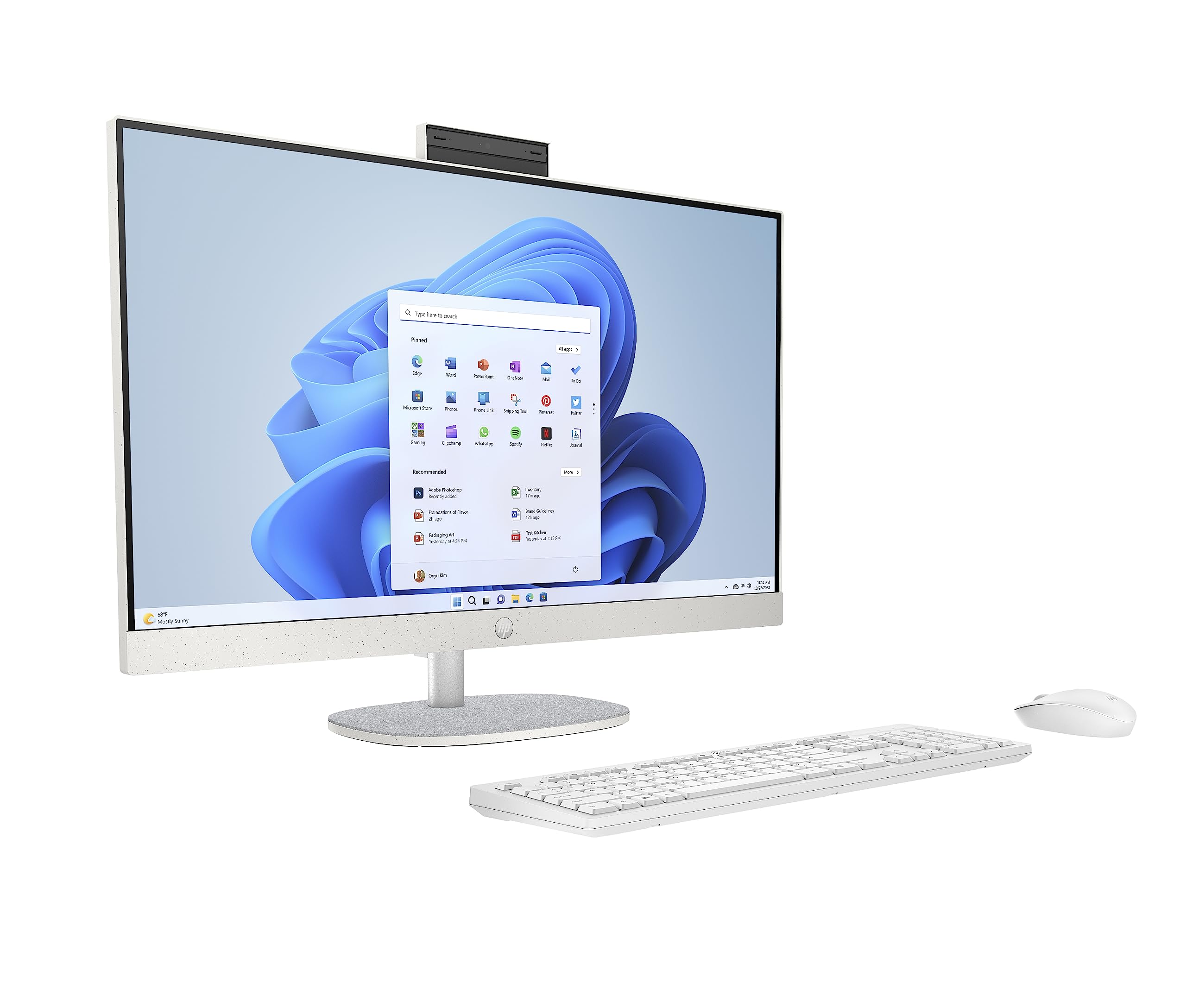 HP 27-cr0005ss - Ordenador de 27" Full HD con Cámara, Teclado y Ratón Inalámbricos (AMD Ryzen 7 7730U, 16GB RAM, 1TB SSD, AMD Radeon Graphics, Windows 11) Blanco - Teclado QWERTY Español