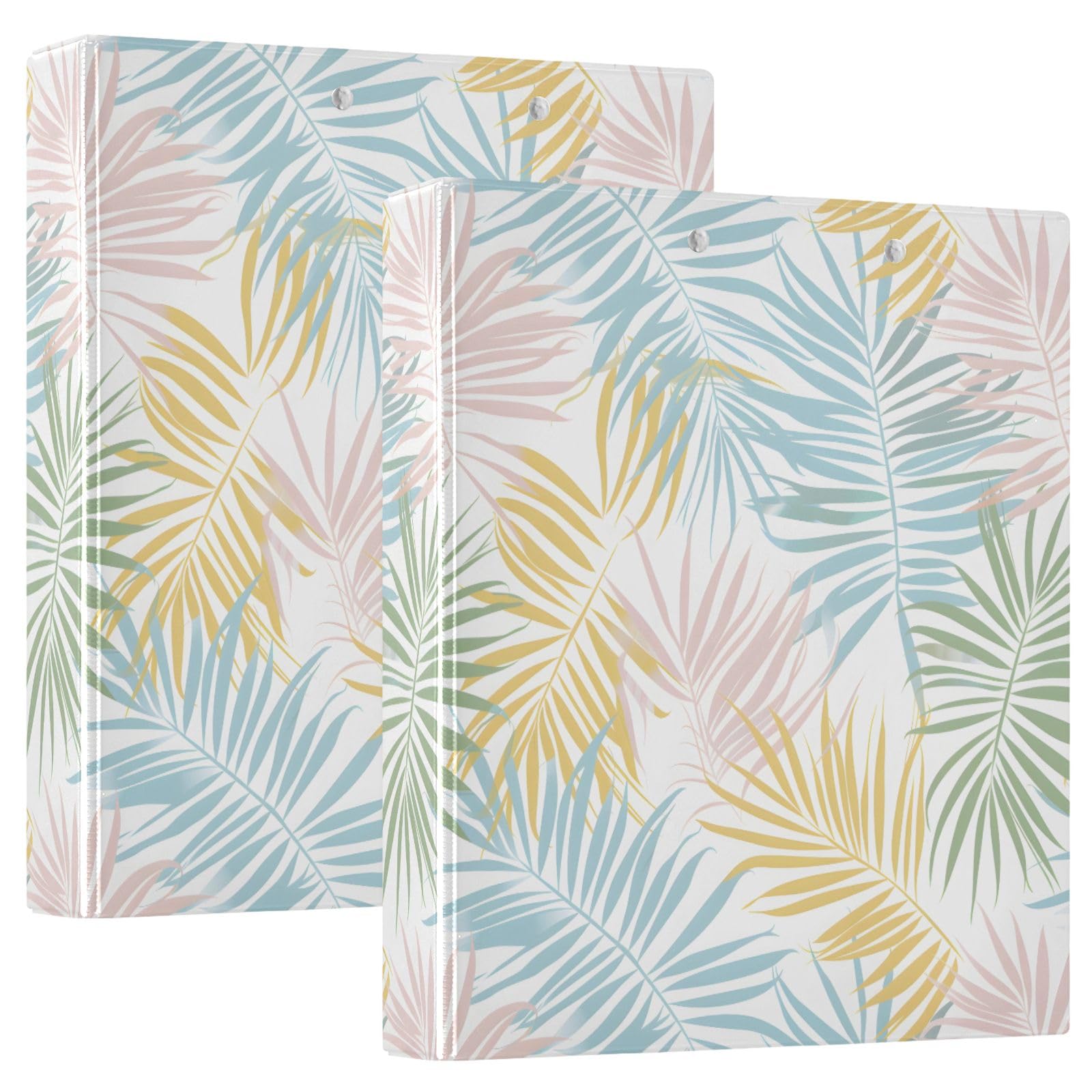 Coloful - Raccoglitore a 3 anelli con stampa di foglie di palma, 3,8 cm, contiene 200 fogli con 3 tasche interne in PVC trasparente, per scuola e ufficio