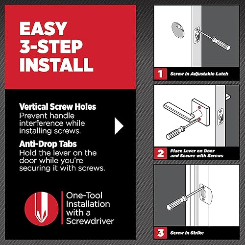 Vista 13 de Kwikset Halifax - Manija interior de paso, palanca para puertas de clóset y pasillo, manija reversible sin seguro, en acabado negro mate, con Mate