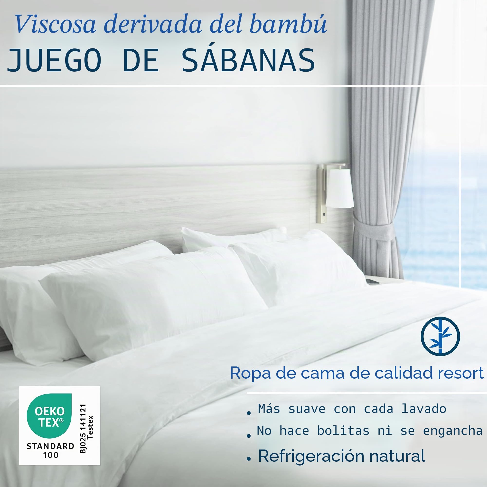 Hotel Sheets Direct Juego de sábanas de 4 piezas, tamaño California King, 100 % viscosa derivada de bambú, juego de sábanas con 2 fundas de almohada, ropa de cama de lujo refrescante y transpirable