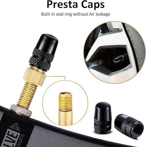 Miniatura 5 de 15 herramientas para neumáticos de ciclismo, incluye adaptador Presta a Schrader, adaptador de válvula de bicicleta, convertidor de válvula de