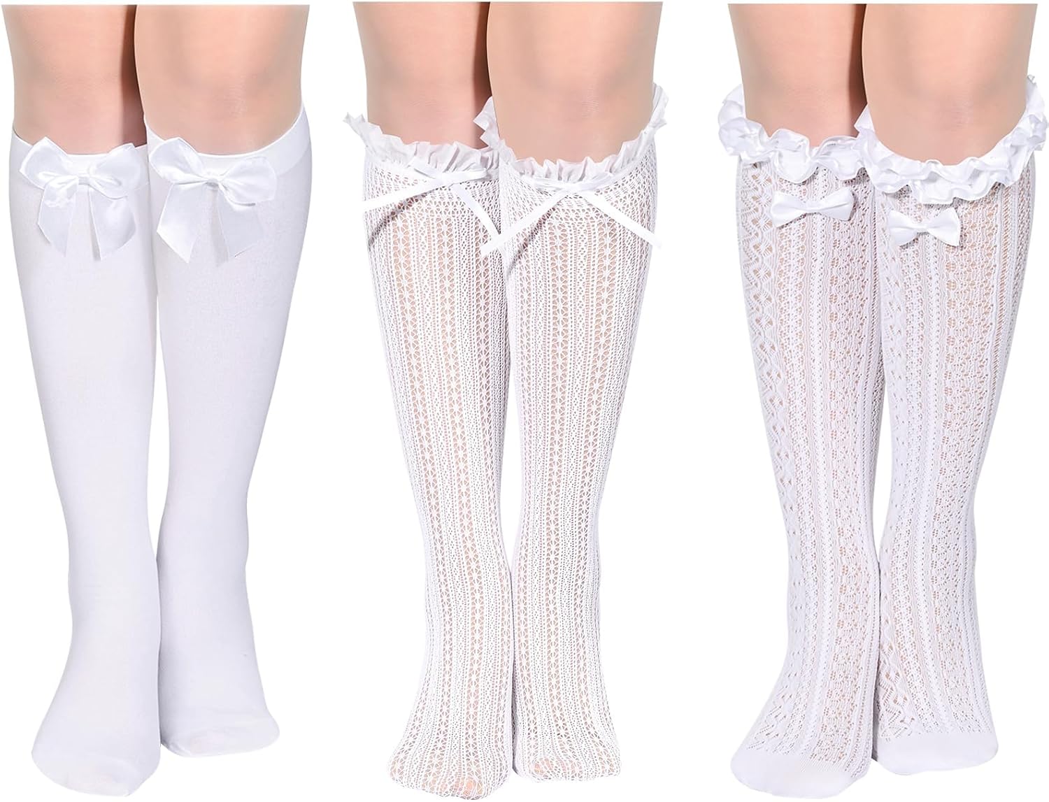 3 Pair Oktoberfest Socks Women Long Socks with Bows Lace Trim Ruffle ...