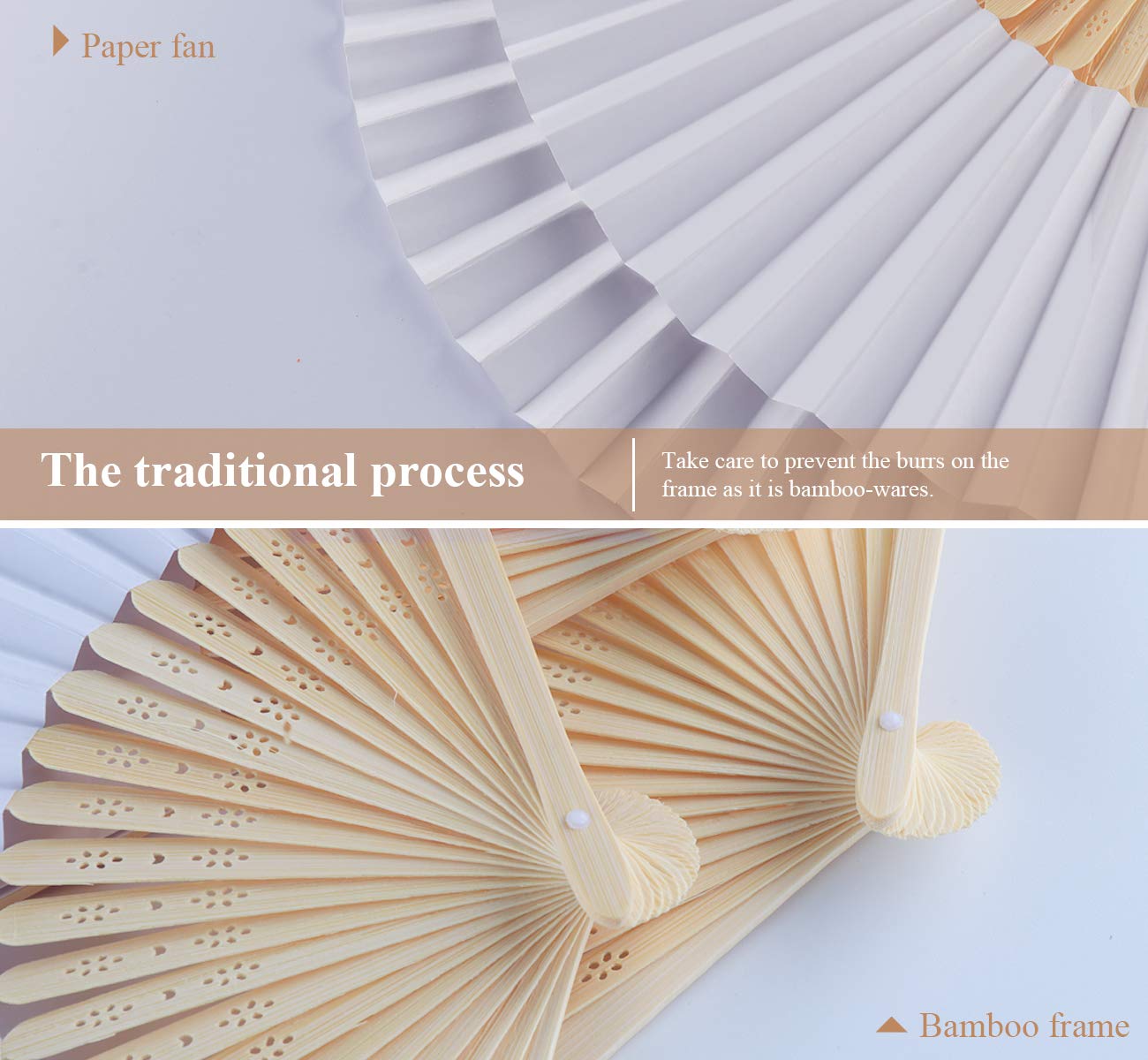 50 Handwaaiers voor Bruiloft - Wit Met Individuele Organza-zakjes - Cadeau voor de Gasten