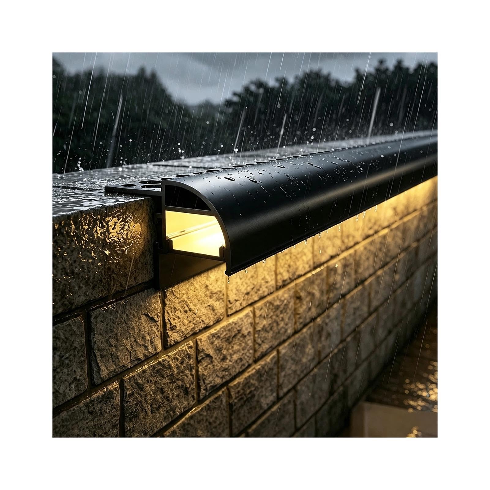 Profilo gocciolatoio in alluminio, tagliabile per esterni con luce LED | Lega di alluminio, buona deviazione acqua, su misura, montaggio facile(Black,5pcs)