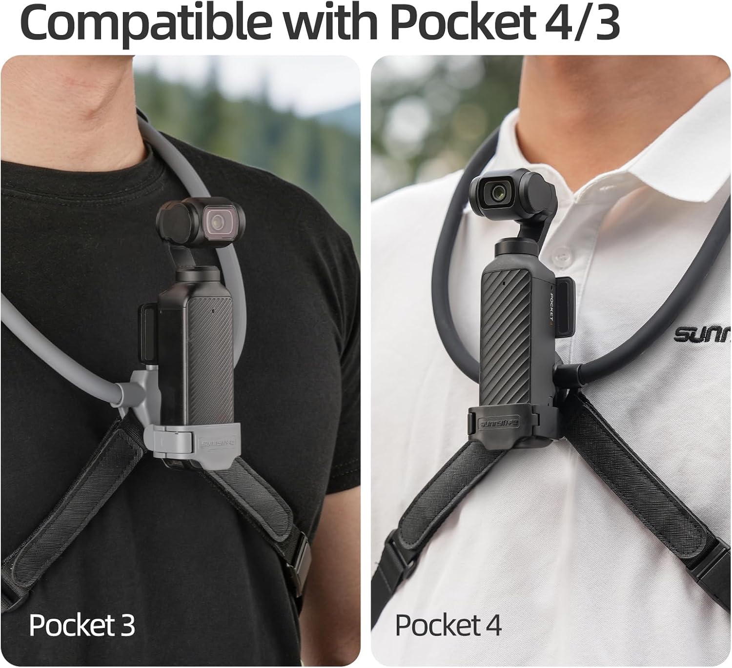 Osmo Pocket 4 Neck Mount with Adjustable Chest Strap, 180° Camera Flipped, Quick Release Hands-Free POV Vlogging Chest Mount for DJI Osmo Pocket 4/3 Accessories (Gray)
