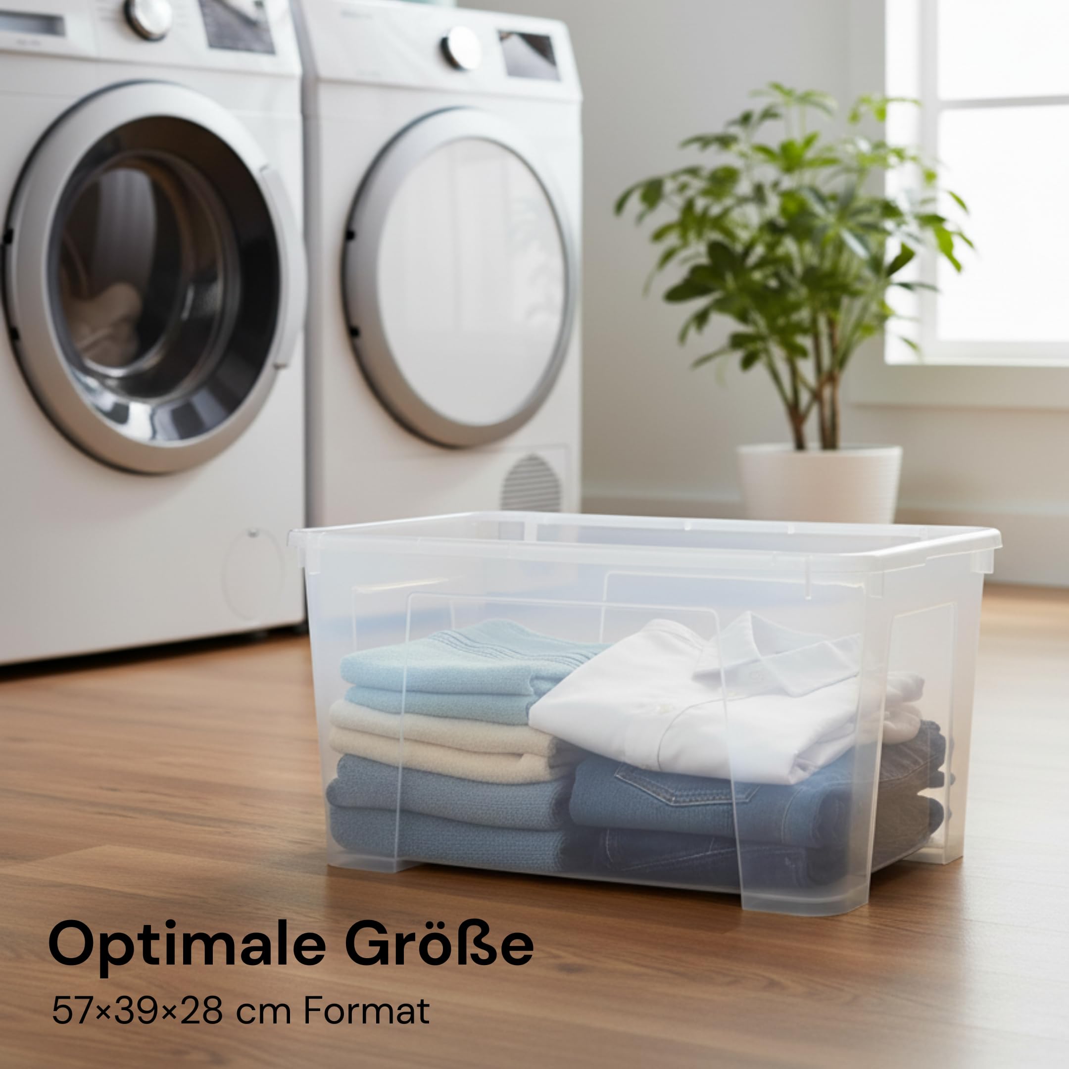 IKEA Samla Scatola portaoggetti con coperchio – 45L con coperchio, scatole impilabili trasparenti – Scatole portaoggetti robuste – Grandi scatole portaoggetti per la casa e il seminterrato - LxPxH
