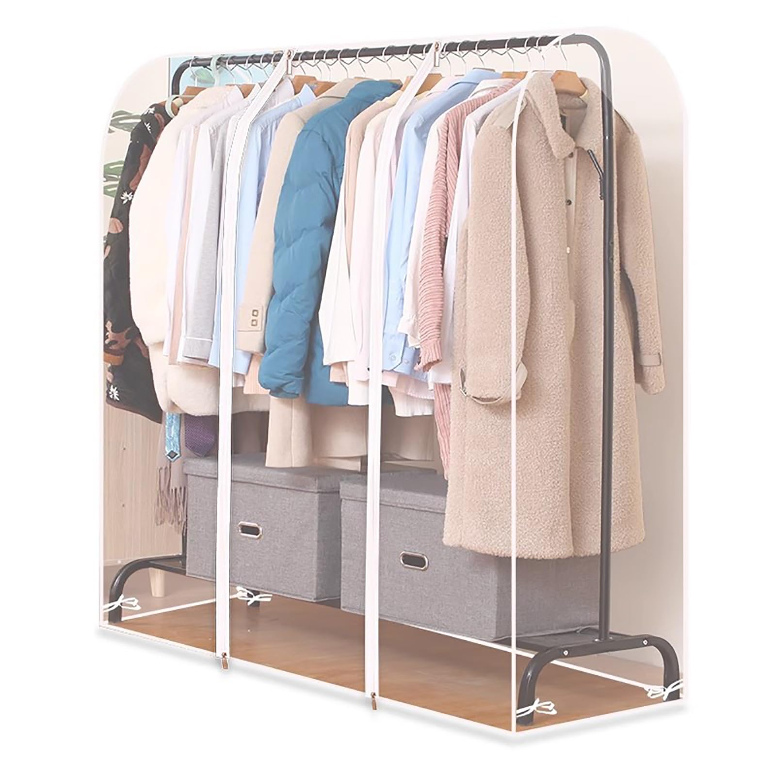 Housse pour cintre grand format 180x50x150cm et sac de rangement transparent pour vêtements