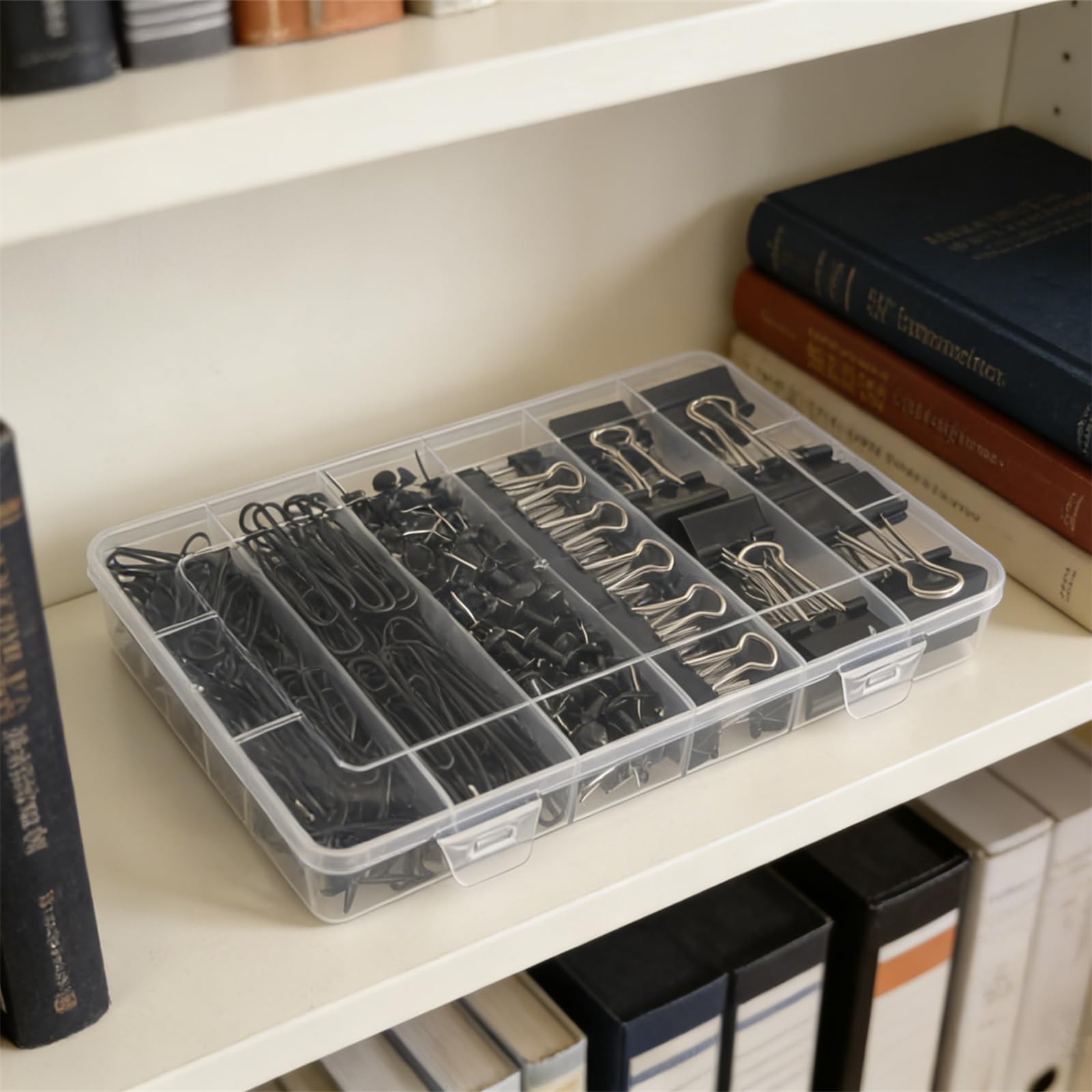 Büroklammern-Set, Binderklammern und Büroklammern, verschiedene Größen, klein, mittel, groß, für Zuhause, Schule, Büro, Zubehör, Schwarz, 282 Stück