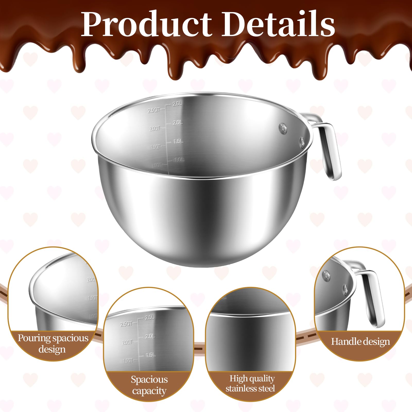 Stainless Steel Double Boiler with Spatula -3