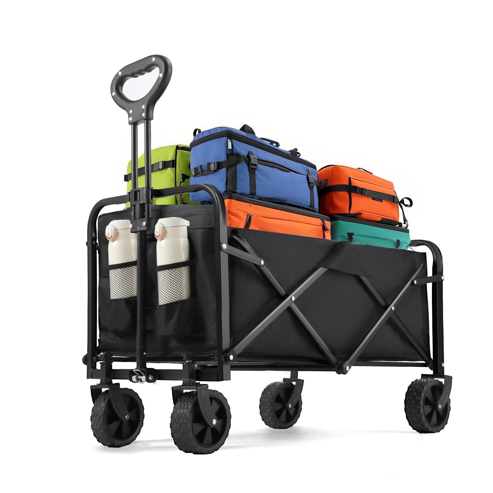 Carrello Spiaggia Ruote Grandi, Carrello da Spiaggia Pieghevole Braccioli Regolabili, per Campeggio all'aperto sulla Spiaggia del Giardino