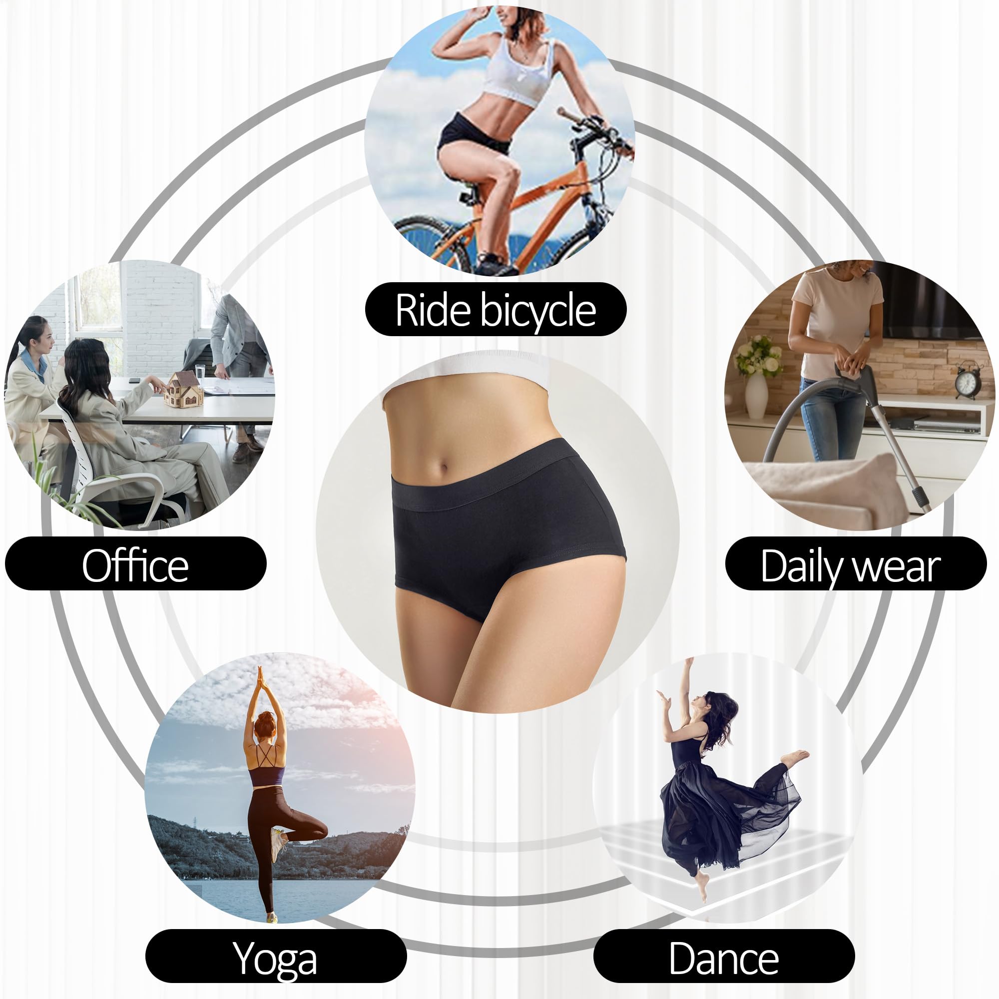 Uizuooy Boxer da donna in cotone, copertura completa, morbidi, anti sfregamento, confezione da 6