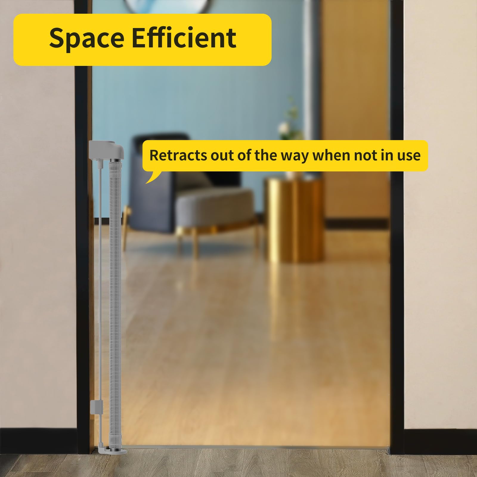 Retractable Baby Gate,Mesh Baby Gate or Mesh Dog Gate,41" Tall,Extends up to 79" Wide,Child Safety Gate for Doorways, Stairs, Hallways, Indoor/Outdoorï¼ˆGrey,41"x79"