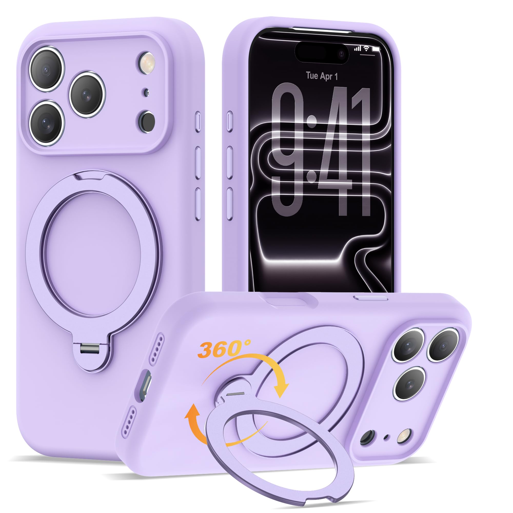 Compatible with iPhone 17 Pro Case 6 3 with 360 Spin Magnetic Ring Stand Compatible with Mag-Safe Soft