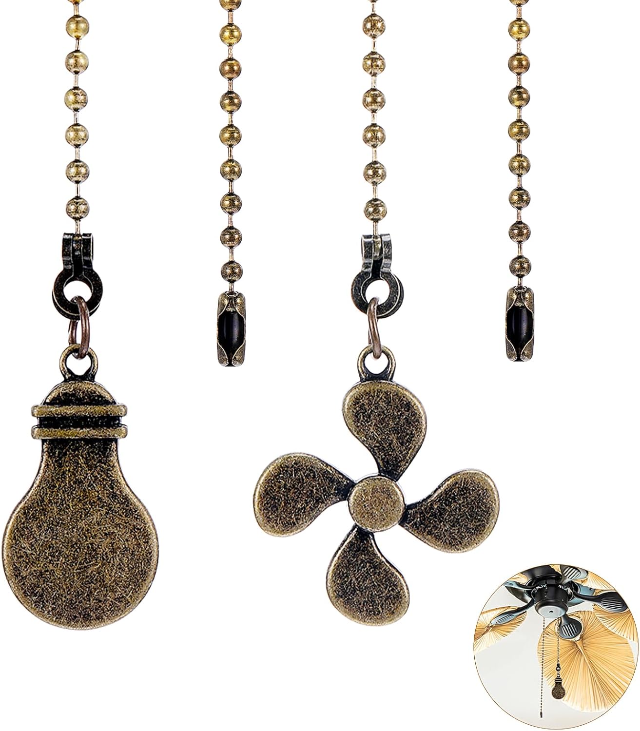 Xthrotsenk 2 Pcs Bronze Fan Light Pull Chains Metal Ceiling