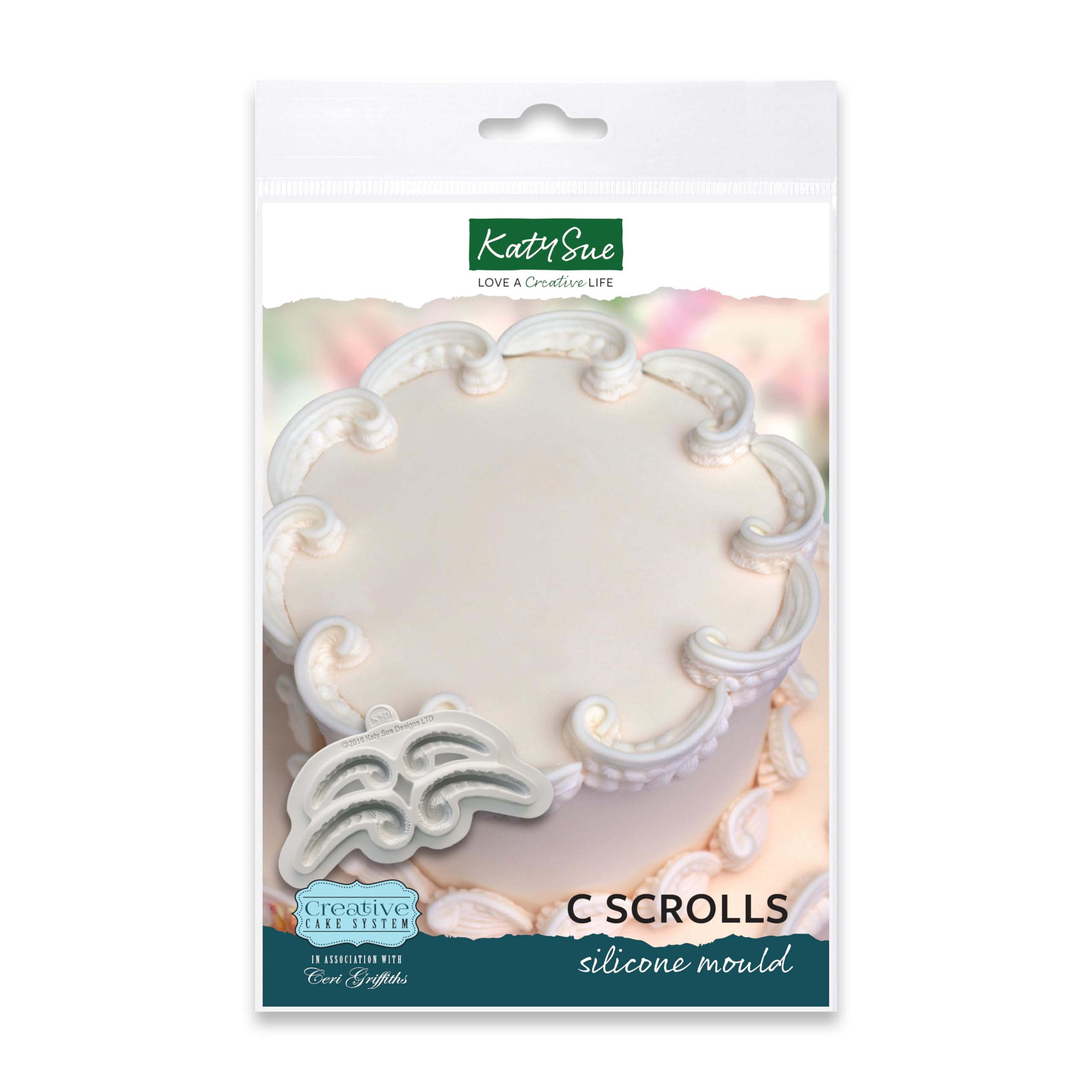 Katy Sue C Scrolls Silicone Mould for Lambeth Style Cake Decorating