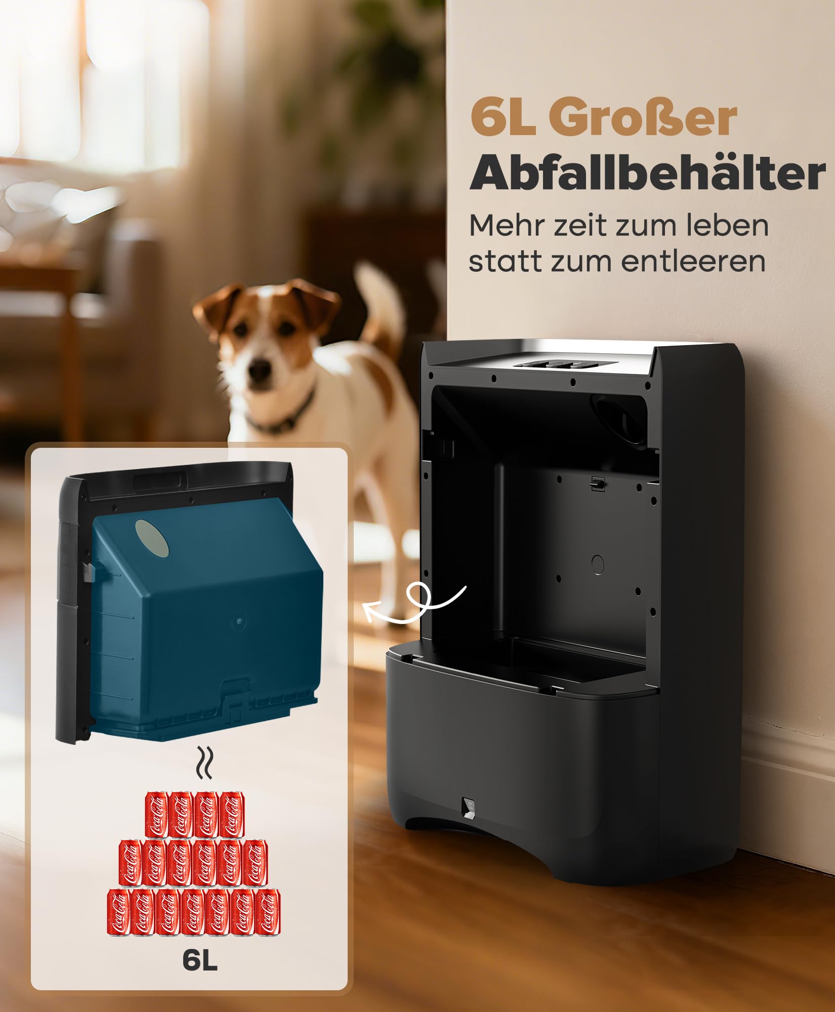 Berührungslose Automatische Kehrschaufel, Ohne Beutel & 20 kPa Saugkraft | 6L Staubbehälter Mülleimer mit Infrarot-Sensor, 2 Modi Elektrische Vakuum Kanister, Staubsauger für Salons, Tierhaare