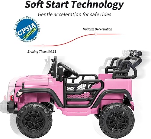 Miniatura 8 de Juguete de coche de 2 plazas, auto eléctrico de 24 V 4WD para niños de 4 a 8 años con control remoto, motores de 4 x 200 W, capacidad de 110 libras,