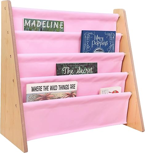 Miniatura 61 de Wildkin Estantería de madera para niños, diseño de lona premium con 4 estantes de tela, organizador para el hogar o el aula, natural con aguamarina