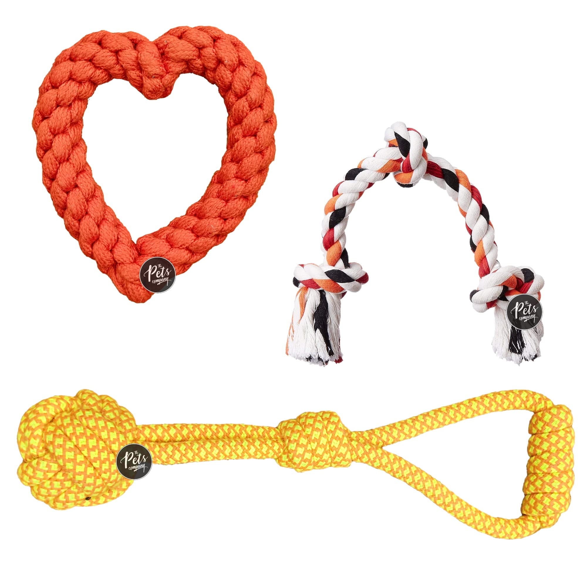 The Pets Company Dog Rope Toy for Adult Aggressive Chewers, Dental Cleaning (2 Ring + Heart + 3 Knot) Dog Toy Combo of 3 for Large Dogs (B0BQGMBNX9) Amazon Price History, Amazon Price Tracker