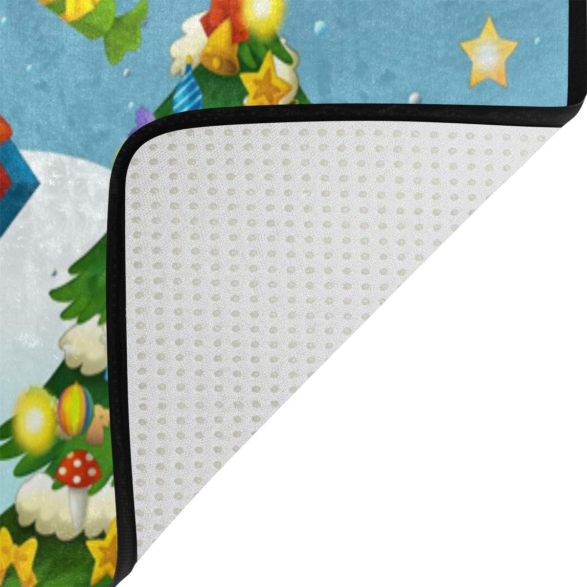 Mnsruu Tapis de Noël pour Salon et Chambre à Coucher Motif Père Noël, Tissu, Multicolore, 160cm x 122cm(5.3 x 4 Feet)
