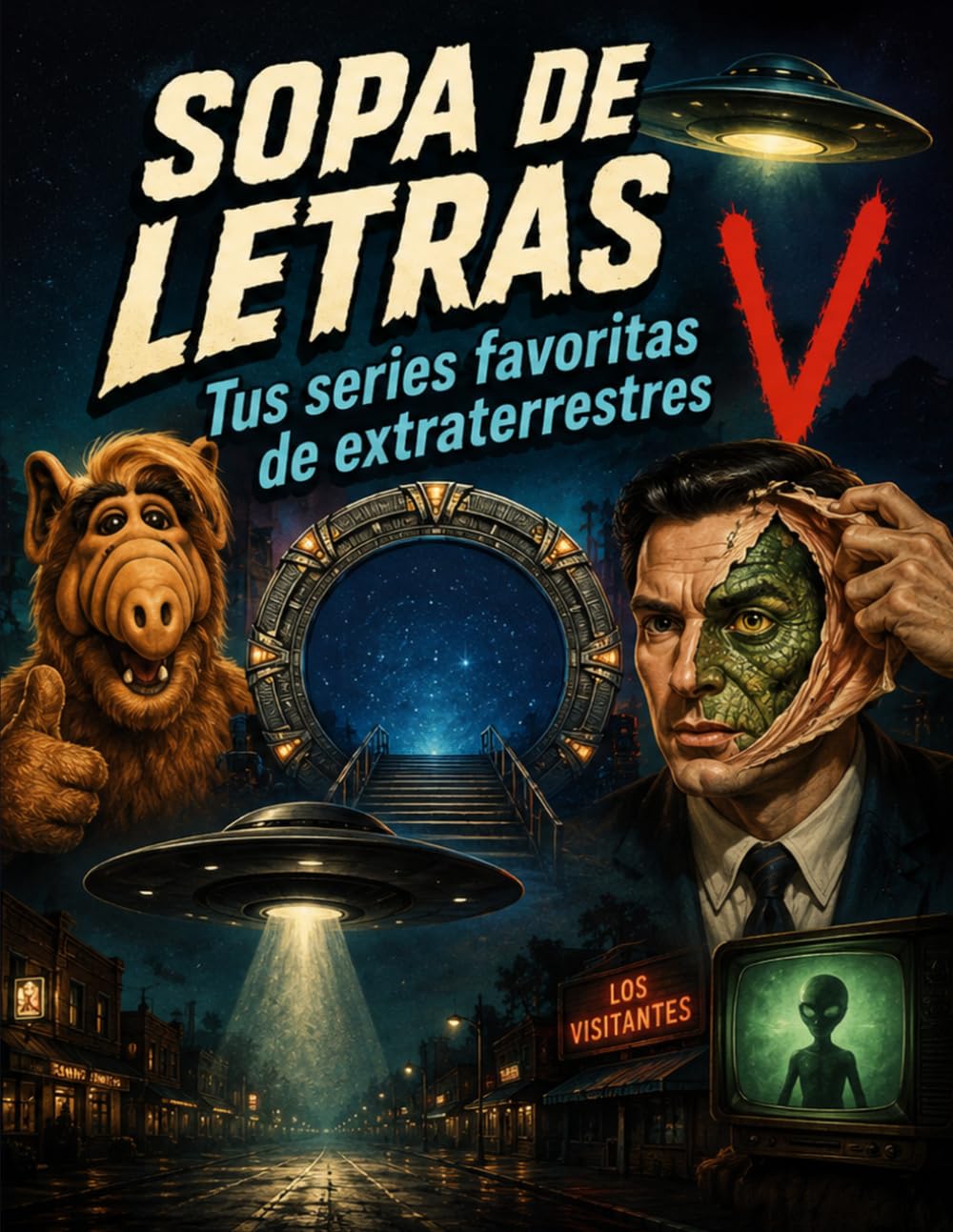 Sopa de Letras Series de Televisión OVNI: Pasatiempos para Adultos en Español: Sopas de Letras, Sudokus y Laberintos de Series de TV de Ciencia ... con Historias | Letra Grande | Vol. 4