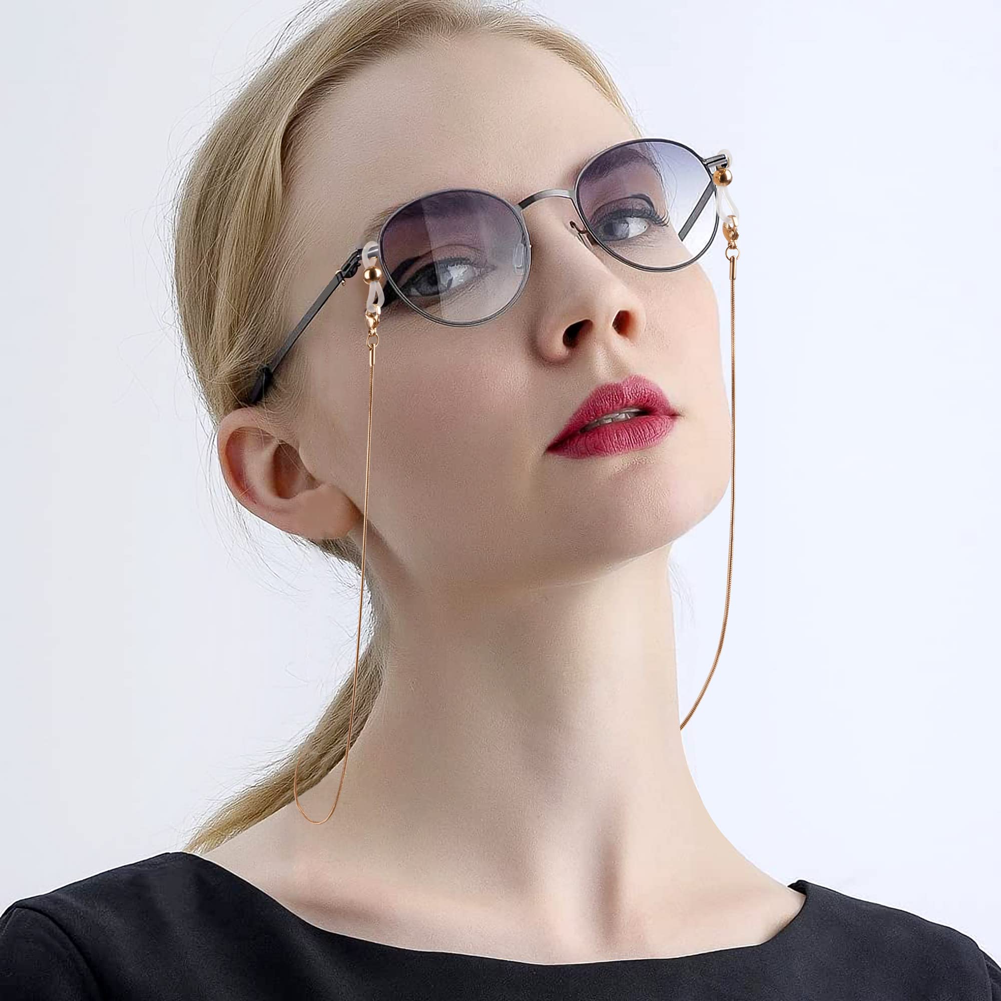 Cadena de Gafas Cadena de Gafas de Sol de Acero Inoxidable con 12 Extremos de Cadena de Gafas para Mujeres Hombres 3 Piezas