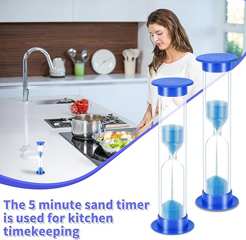 Miniatura 6 de Temporizador de arena de 5 minutos de plástico, azul, mini temporizador de arena, temporizador de reloj de arena, temporizadores de arena para
