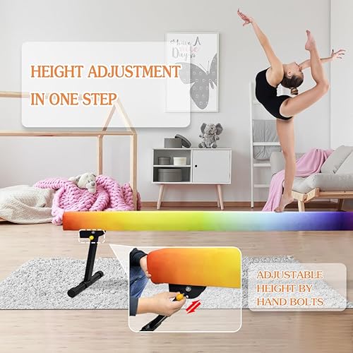 Miniatura 2 de Viga de equilibrio ajustable, equipo de gimnasia de viga de piso alto y bajo, haz de gimnasia profesional para niños, entrenamiento en casa con