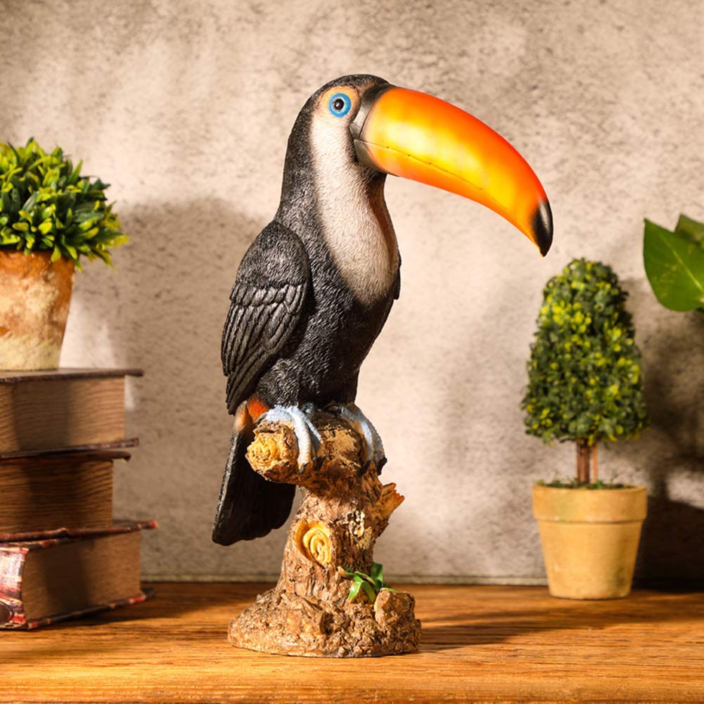 Feng Shui per, Statua di Tucano, Simulazione di Modello Animale di Uccello Piccolo Uccello Resina Pittura Giardino Casa Display Collezione E Decorazione