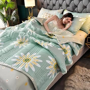 Bedspread Printed Quilt Single Double Super King Bed Size, Reversible Quilted Bedspread Sofa Blanket Throw Decorative Comforter Microfiber Bedding Comforter Bed Sheets 150*200cm,Blossom