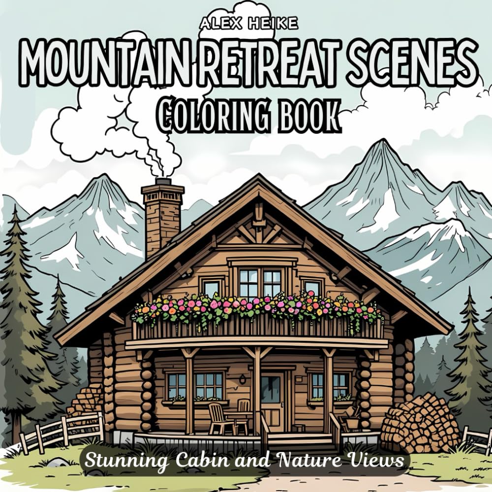 Mountain Retreat Scenes Coloring Book: 45 Stunning Cabin and Nature Views for Stress Relief, Calm, and Creativity for Kids And Adults (Nature & ... Scenic Designs for Relaxation and Creativity)