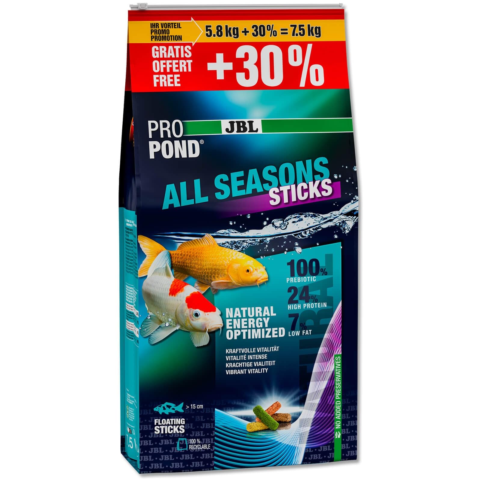 JBL Propond All Seasons Sticks 7,5 kg – 42 l – Nouveau 2025 – Nourriture pour poissons, carpes
