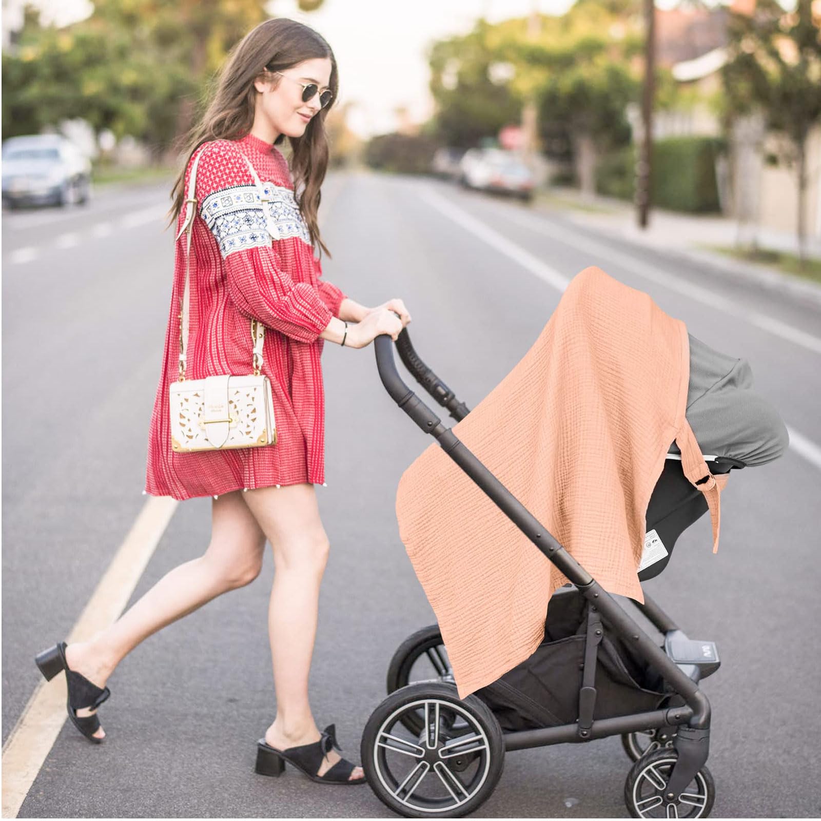 Pañuelo de lactancia para viajes, delantal de lactancia, funda de muselina para bebés, suave y transpirable, funda de enfermería para alimentación del pecho, color rosa, Rosa., L