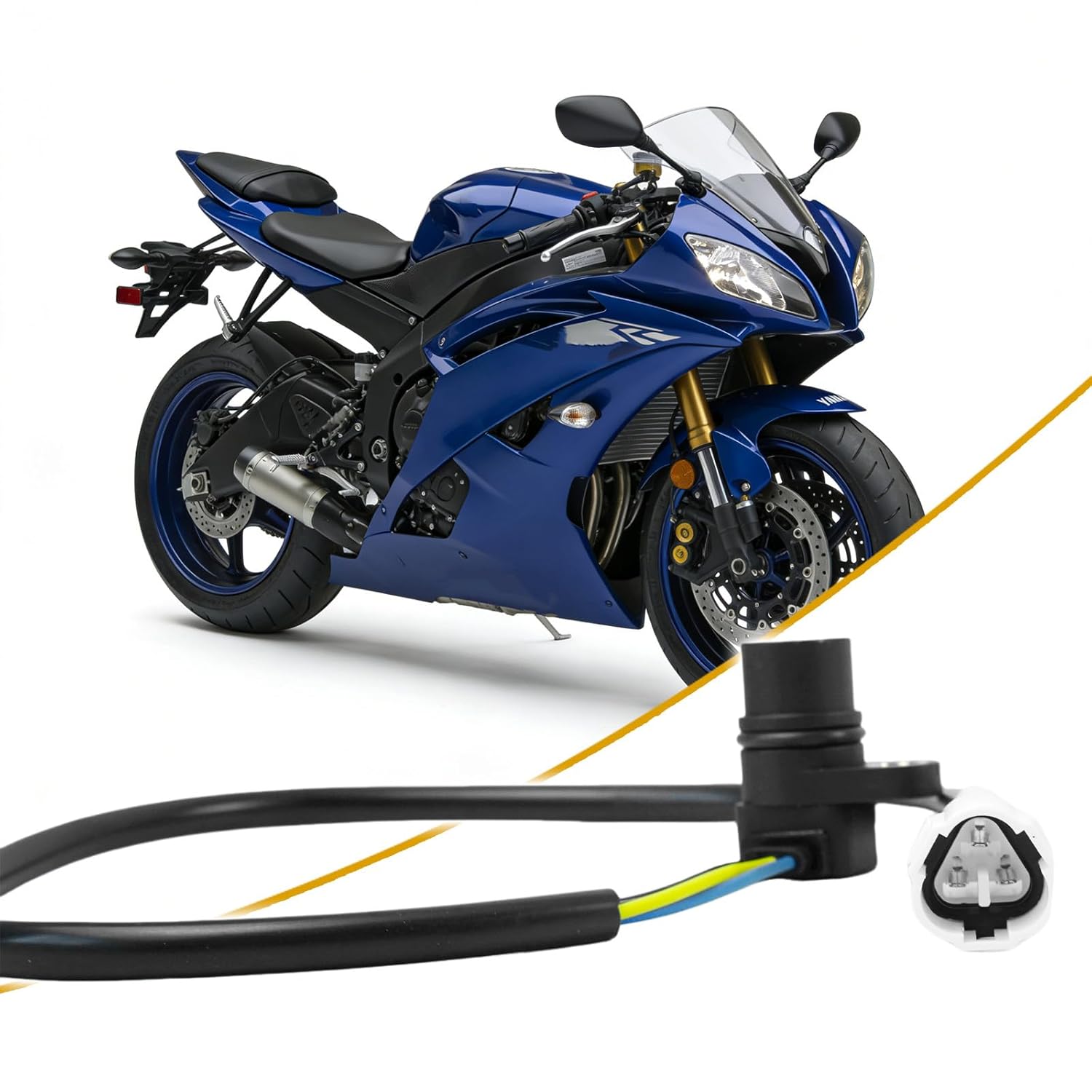 Motorcycle Speed Sensor Compatible with Yamaha FZ6R Midnight Star Road Star YZF R6 2000-2017 Replacement for 4WM-83755-02-00 4WM-83755-01-00