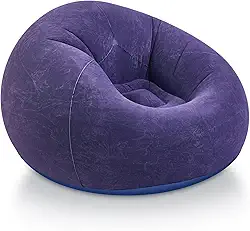 Sofá Poltrona Puff Inflável Deluxe Aveludada, Impermeável, Suporta Até 100kg, com Bomba Inclusa, Conforto e Portátil, Ideal para Sala e Quartopufe, pufe, puff gigante (Deep Blue)