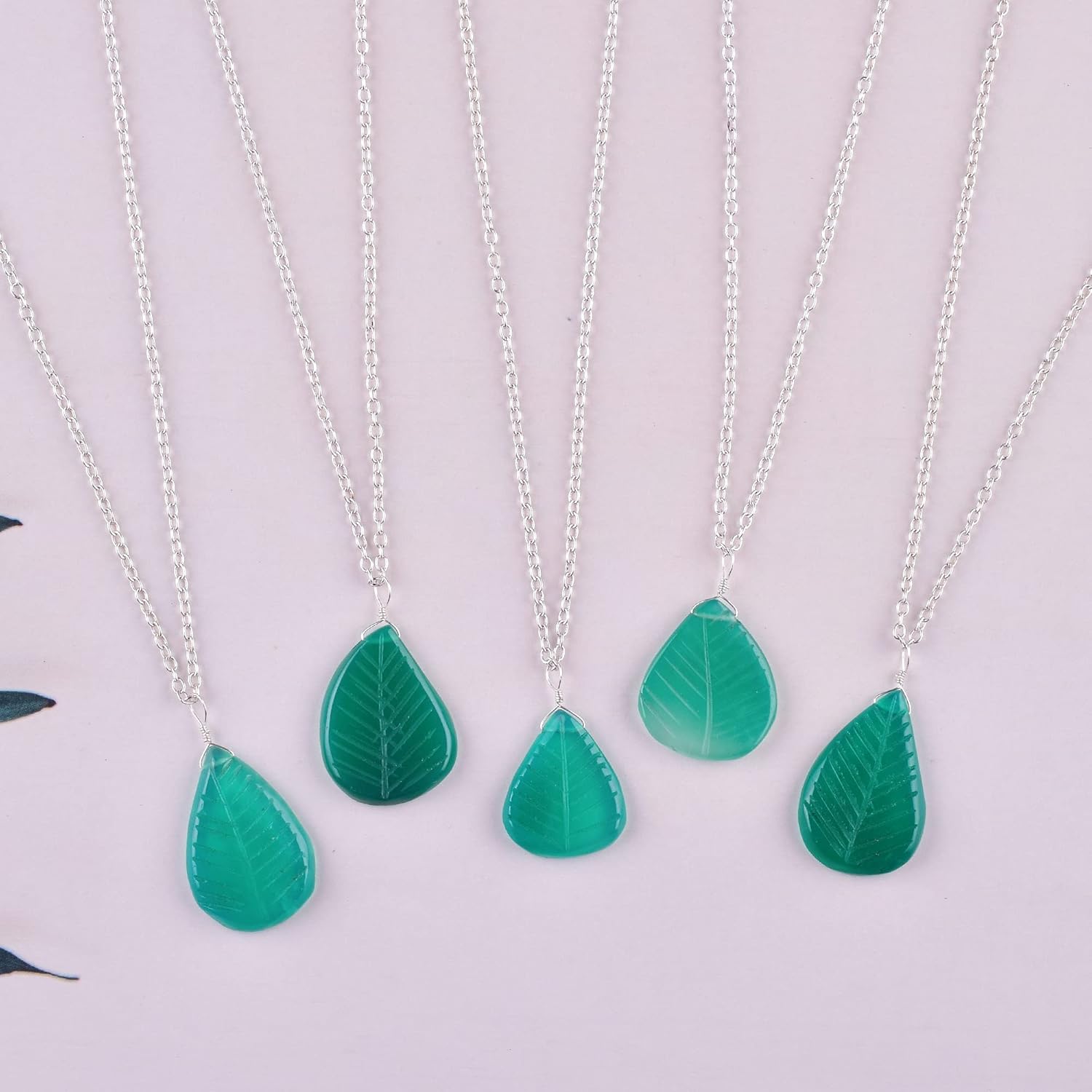 Natural Green Onyx Crystals Pendant Necklace, Pear Carving Gemstone, Energy Healing Crystals, Birthday, Gift for Her, Gemstone Jewelry 18 inch AAA+ Quality - Image 6