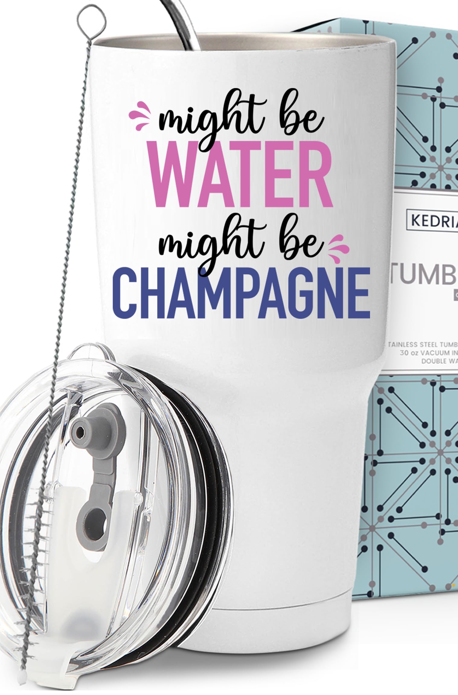 Funny Might Be Champagne Tumbler 30oz, Fun and Unique Presents for Drinkers, Adult Humor Cups, Drinking Themed Gag Gifts for Men and Women, Ideal Present Picks for Her Birthday, Christmas, Gift Ready