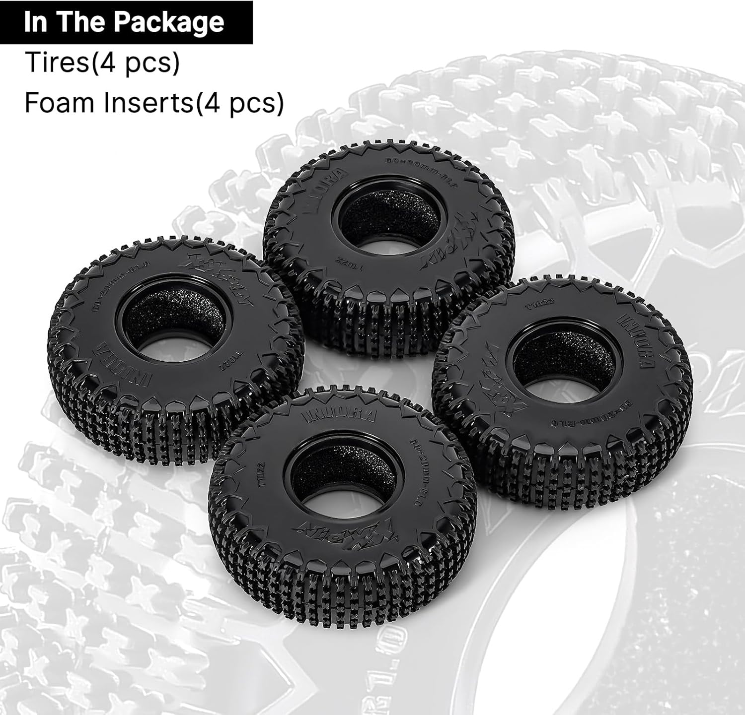 INJORA 1.0 Tires - S5 60 * 20mm XHX Pin Tire for SCX24 FCX24 1/18 1/24 RC Crawler Upgrade(T1022P)
