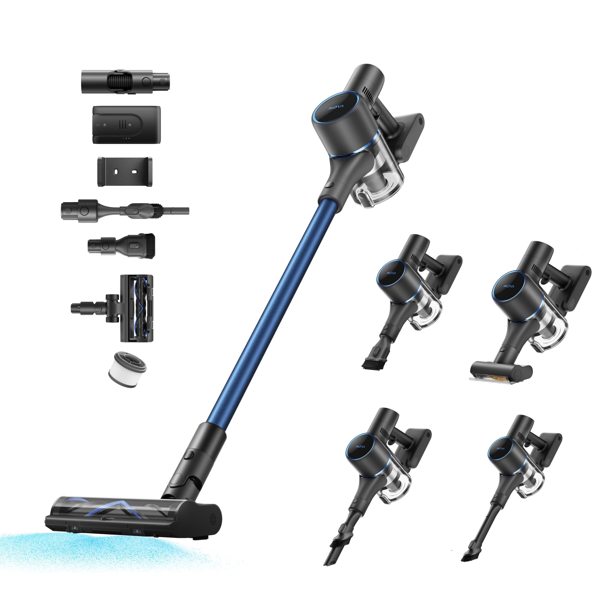 Mova S4 Detect Akku Staubsauger, bis zu 91 Minuten Laufzeit, staubsauger Kabellos LED-Display, OptiInsigh Multibodenbürste, Anti-Verhedderung, für Teppiche, Hartböden & Haustiere