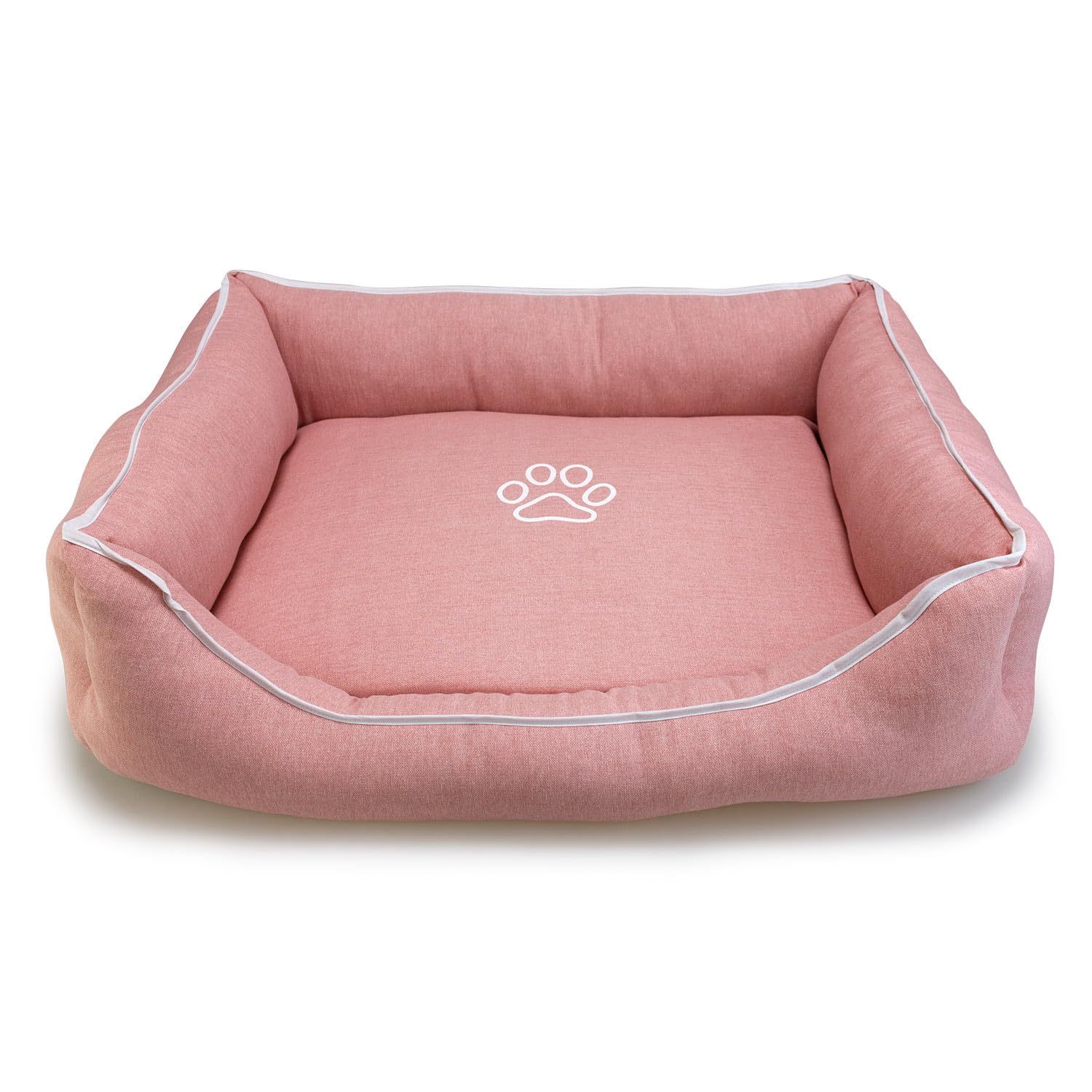 Arquivet - Quadratisches Bett mit Fußabdruck und Paspelierung, 55 x 46 x 17 cm - Hundebett - Hundezubehör